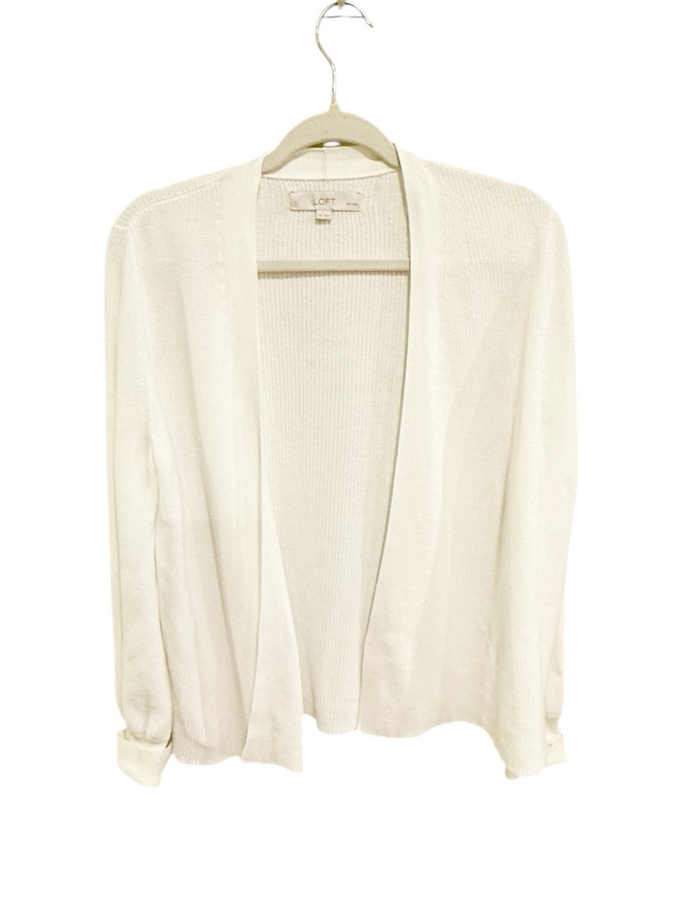 NWOT LOFT Off-White Open-Front Lightweight Cardigan - Size Medium Petite